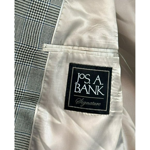 JOS A BANKS Men’s 2 Button Silk Wool Houndstooth Gray Suit Jacket Blazer SZ 46R - Picture 5 of 8